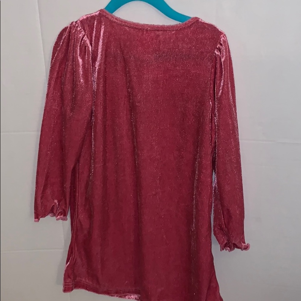 4/5 Girl Velour pink Dress fits a smaller size - Picture 3 of 5